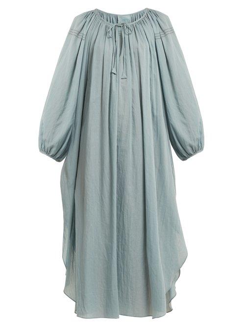 Matchesfashion.com Loup Charmant - Peasant Jour Chelle Trimmed Cotton Voile Dress - Womens - Blue