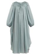 Matchesfashion.com Loup Charmant - Peasant Jour Chelle Trimmed Cotton Voile Dress - Womens - Blue