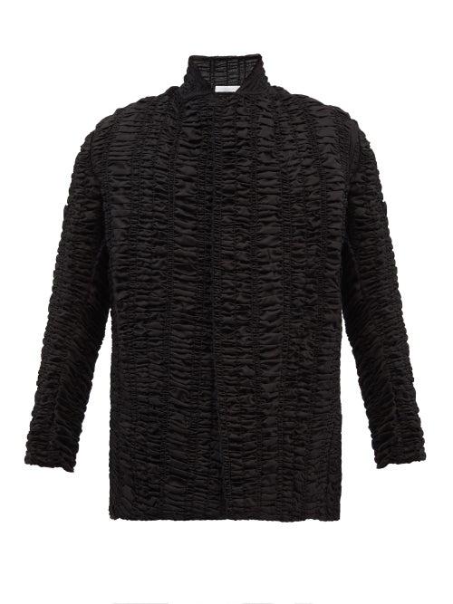 Bianca Saunders - Zig Smocked-satin Jacket - Mens - Black