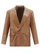 Gucci - Double-breasted Leather Suit Jacket - Mens - Brown