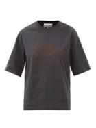 Matchesfashion.com Ganni - Fantasy Reality Rose-print Cotton-jersey T-shirt - Womens - Dark Grey