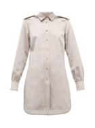 Matchesfashion.com Sies Marjan - Kelsi Longline Cotton Blend Satin Shirt - Womens - Light Grey