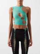 Rui - Cutout Asymmetric Cropped Top - Womens - Green