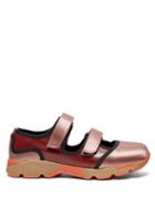 Matchesfashion.com Marni - Tri Colour Satin And Leather Trainers - Womens - Pink