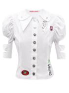 Chopova Lowena - Rad Puff-sleeve Embellished Cotton-poplin Blouse - Womens - White