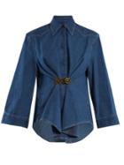 Mm6 Maison Margiela Wraparound-tie Cotton-denim Shirt