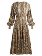 Matchesfashion.com Msgm - Snake Print Faux Leather Dress - Womens - Beige