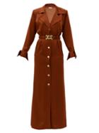 Matchesfashion.com Dodo Bar Or - Tamara Belted Satin Shirt Dress - Womens - Brown