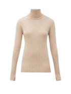 Matchesfashion.com Hillier Bartley - Roll Neck Ribbed Knit Cashmere Sweater - Womens - Camel