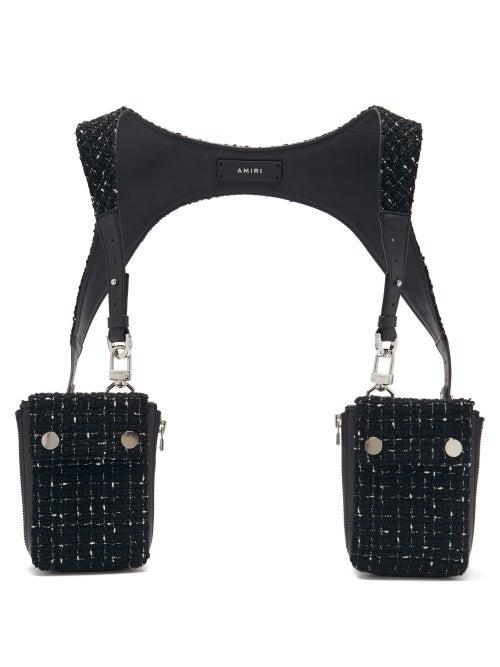 Matchesfashion.com Amiri - Leather-trimmed Boucl Harness Bag - Mens - Black