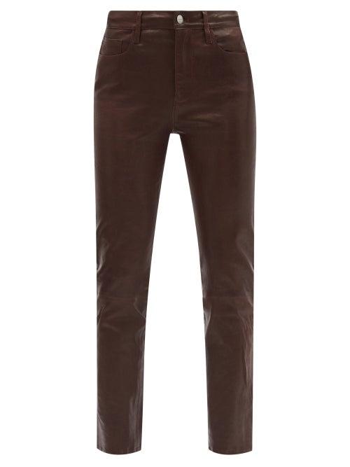 Frame - Le Sylvie Leather Slim-leg Trousers - Womens - Brown