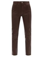 Frame - Le Sylvie Leather Slim-leg Trousers - Womens - Brown