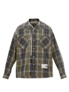 Mihara Yasuhiro - Scarf-panelled Check Flannel Shirt - Mens - Khaki