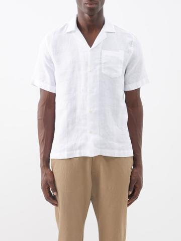 Frescobol Carioca - Antonio Linen Short-sleeved Shirt - Mens - White