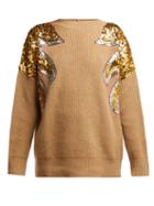 Matchesfashion.com No. 21 - Sequin Embroidered Wool Sweater - Womens - Camel