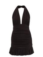 Matchesfashion.com Norma Kamali - Mio Halterneck Stretch-jersey Swimsuit Mini Dress - Womens - Black