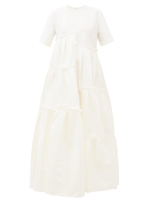 Matchesfashion.com Maison Rabih Kayrouz - Asymmetric-pleat Faille Gown - Womens - Ivory