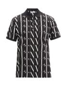 Matchesfashion.com Valentino - Vltn-print Cotton Polo Shirt - Mens - Black White