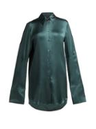 Matchesfashion.com Ann Demeulemeester - Extended Cuff Silk Blouse - Womens - Dark Green