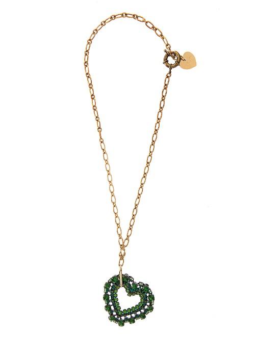 Lanvin Emerald Heart Pendant Necklace