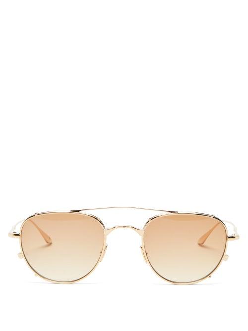 Jacques Marie Mage - Harcourt Altan Aviator Titanium Sunglasses - Womens - Brown