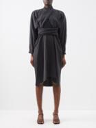 Lemaire - Wrap Washed Silk-blend Midi Dress - Womens - Black