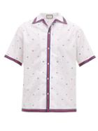 Matchesfashion.com Gucci - Fil Coup Cotton Poplin Bowling Shirt - Mens - White Multi