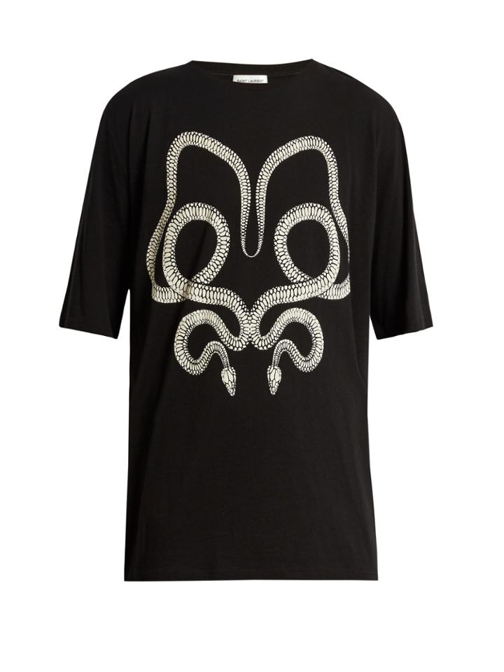 Saint Laurent Serpent-print Cotton T-shirt