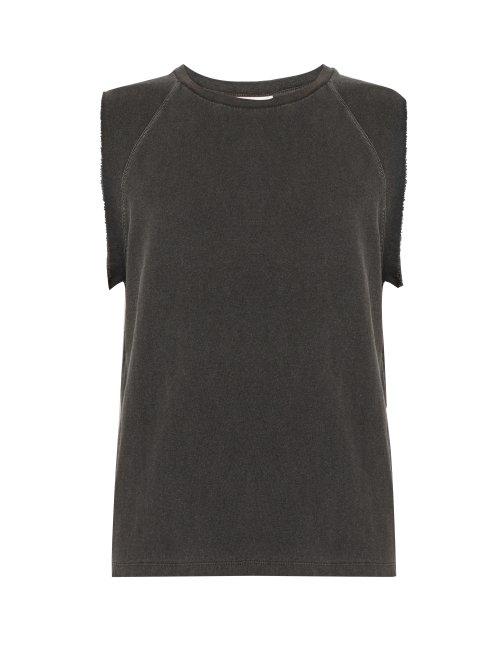 Matchesfashion.com Saint Laurent - Raw Edged Cotton T Shirt - Mens - Grey
