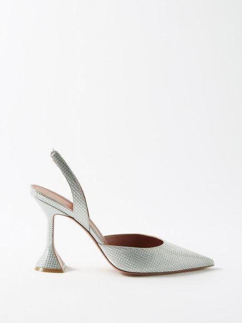 Amina Muaddi - Holli 95 Pvc Slingback Pumps - Womens - Silver