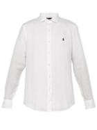 Matchesfashion.com Polo Ralph Lauren - Logo Embroidered Slubbed Linen Shirt - Mens - White