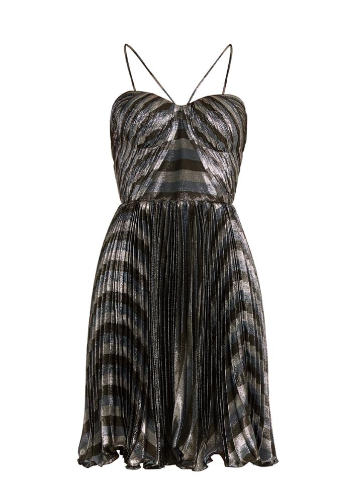 Maria Lucia Hohan Gaia Striped Pleated Lam Mini Dress