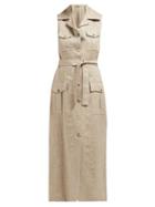 Matchesfashion.com Giuliva Heritage Collection - The Mary Angel Linen Midi Dress - Womens - Beige
