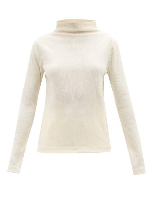 Jil Sander - Crinkle-effect Cotton-jersey Long-sleeved Top - Womens - Cream