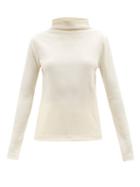 Jil Sander - Crinkle-effect Cotton-jersey Long-sleeved Top - Womens - Cream