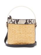 Matchesfashion.com Nico Giani - Adenia Mini Straw And Leather Bucket Bag - Womens - Grey Multi