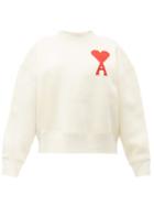 Matchesfashion.com Ami - Logo Embroidered Cotton Blend Sweatshirt - Womens - Ivory