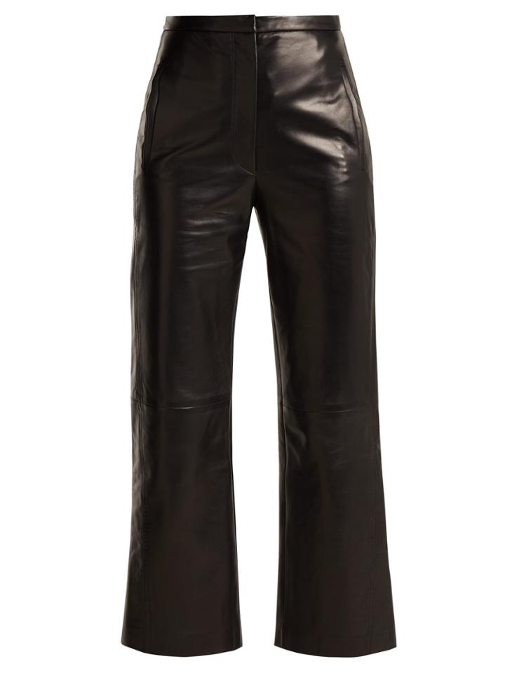Khaite Roxanne Straight Leg Leather Trousers