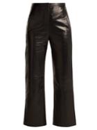 Khaite Roxanne Straight Leg Leather Trousers