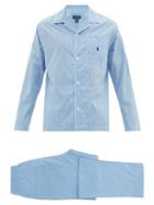 Matchesfashion.com Polo Ralph Lauren - Logo Embroidered Gingham Cotton Pyjamas - Mens - Blue