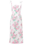The Vampire's Wife - The Night Garden Floral-appliqu Midi Dress - Womens - Pink