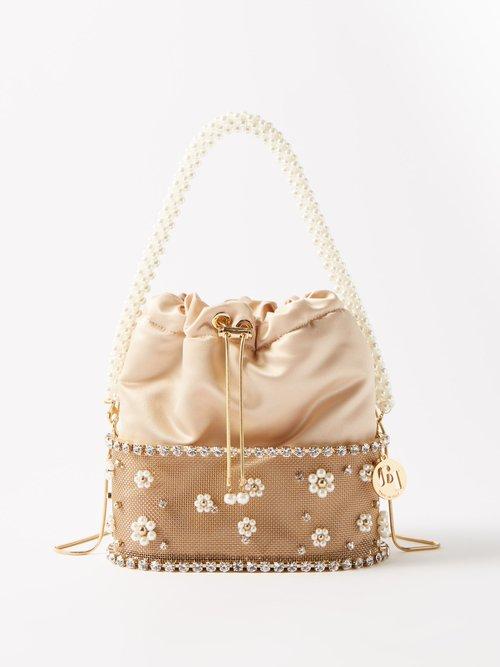 Rosantica - Mughetto Crystal-embellished Pearl & Satin Clutch - Womens - Gold