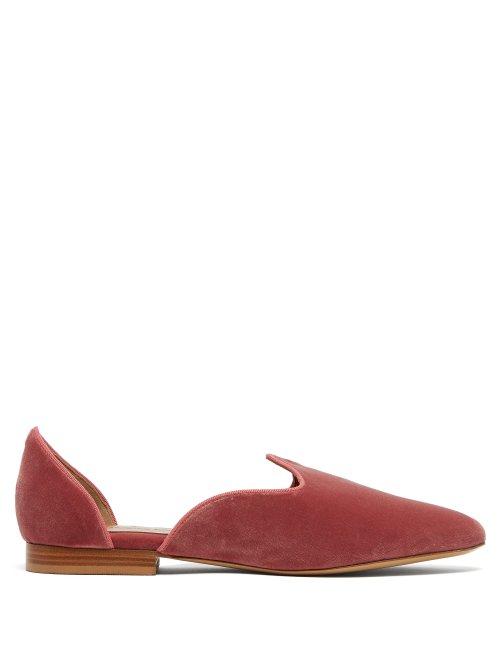 Matchesfashion.com Le Monde Beryl - Venetian D'orsay Velvet Flats - Womens - Pink