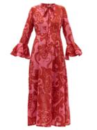 Matchesfashion.com Le Sirenuse, Positano - Tracey Paisley-print Cotton Midi Dress - Womens - Pink Print