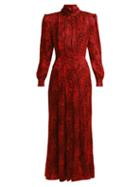 Matchesfashion.com Alessandra Rich - Leopard Jacquard Silk Dress - Womens - Red Multi