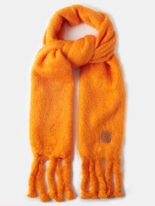 Loewe - Anagram-patch Mohair-blend Scarf - Mens - Orange
