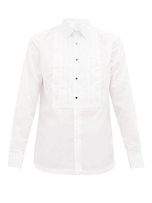 Matchesfashion.com Burberry - Knife-pleated Cotton-poplin Tuxedo Shirt - Mens - White