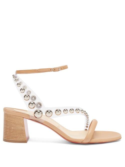 Matchesfashion.com Christian Louboutin - Corinne 55 Pvc-strap Leather Sandals - Womens - Beige