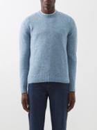A.p.c. - Lucas Crew-neck Mlange Knitted Sweater - Mens - Blue