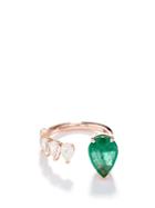 Shay - Floating Diamond, Emerald & 18kt Rose-gold Ring - Womens - Rose Gold